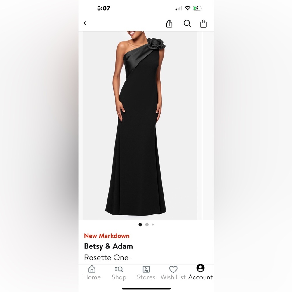 Betsy & Adam Black One Shoulder Dress